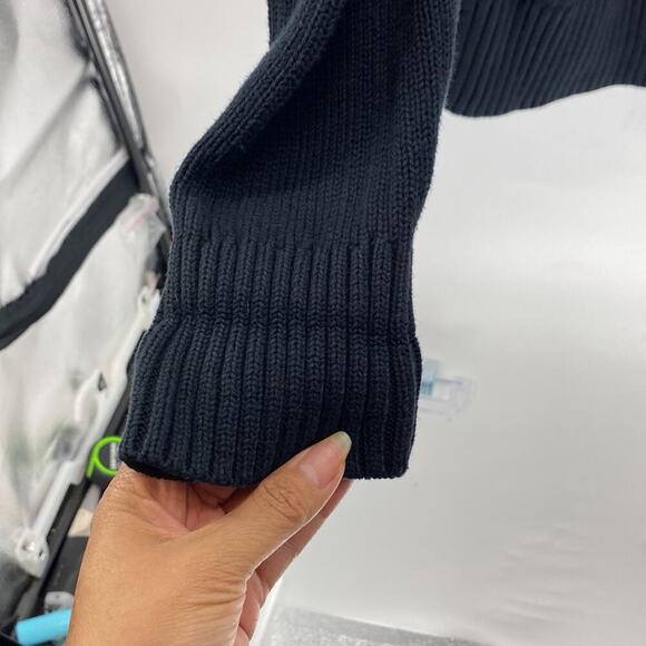 Levi’s black ribbed v neck elbow patch brown button accent sweater 100% cotton - Picture 6 of 8